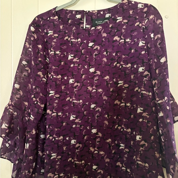 Black Label Tops - Black Label Purple Floral Blouse